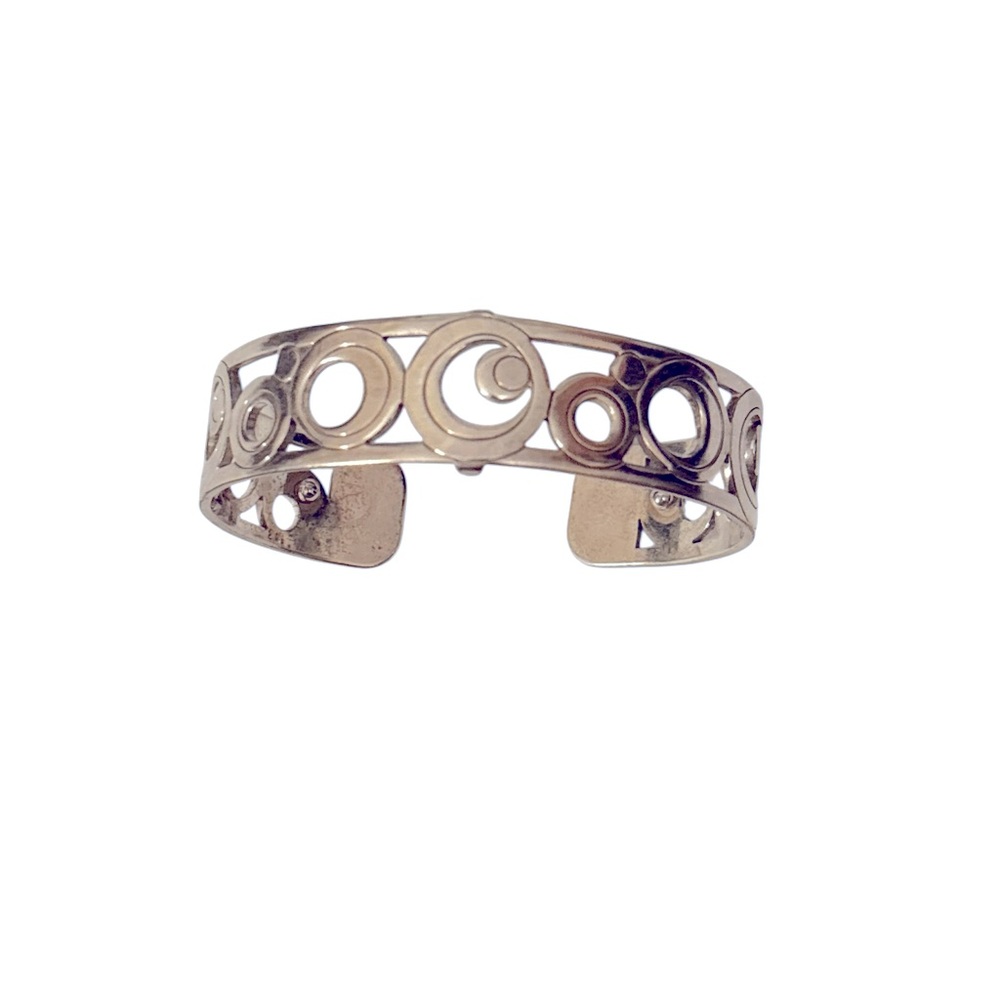 Brighton Silver Open Cuff Bracelet with Circular Motifs